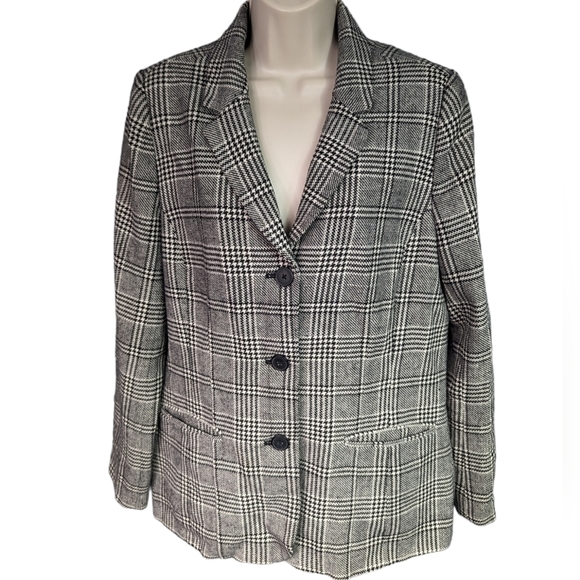 Isaac Mizrahi NWT Wool Blend Houndstooth Blazer Sz 14 - Picture 1 of 13